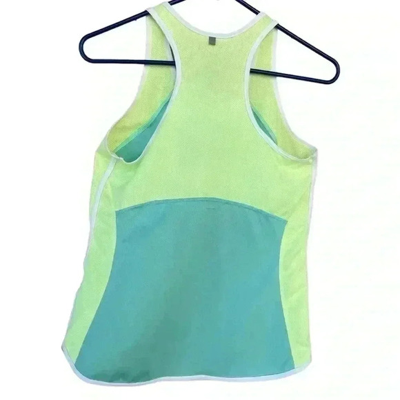 NIKE women’s workout tank top bright yellow and aqua blue size M used no flows - Picture 4 of 5